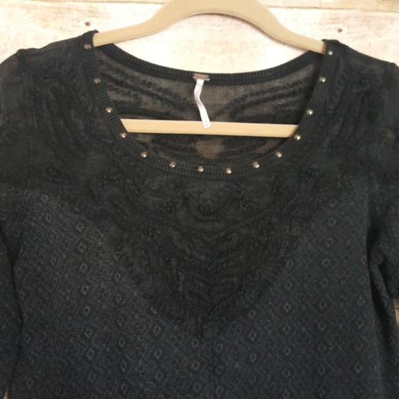 Free People black mesh sweater - Picture 2 of 6